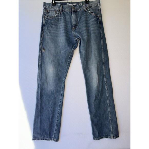 Wrangler Retro Jeans Mens 38x31 Blue Slim Boot Cut Western Cowboy Rodeo - Picture 1 of 6